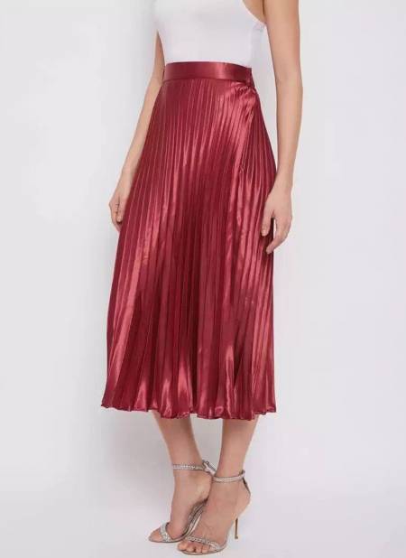 Red Colour Divya Nayka Solid Soft Satin Fancy Skirt Collection DF-NYKAA-8